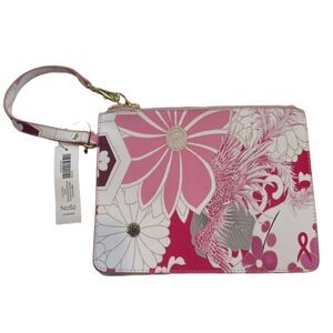 Chicos, new with tags, pink and white floral printed zip pouch